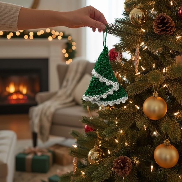 Hand Crafted Green and White Holiday Ornament - Picture 12 of 12